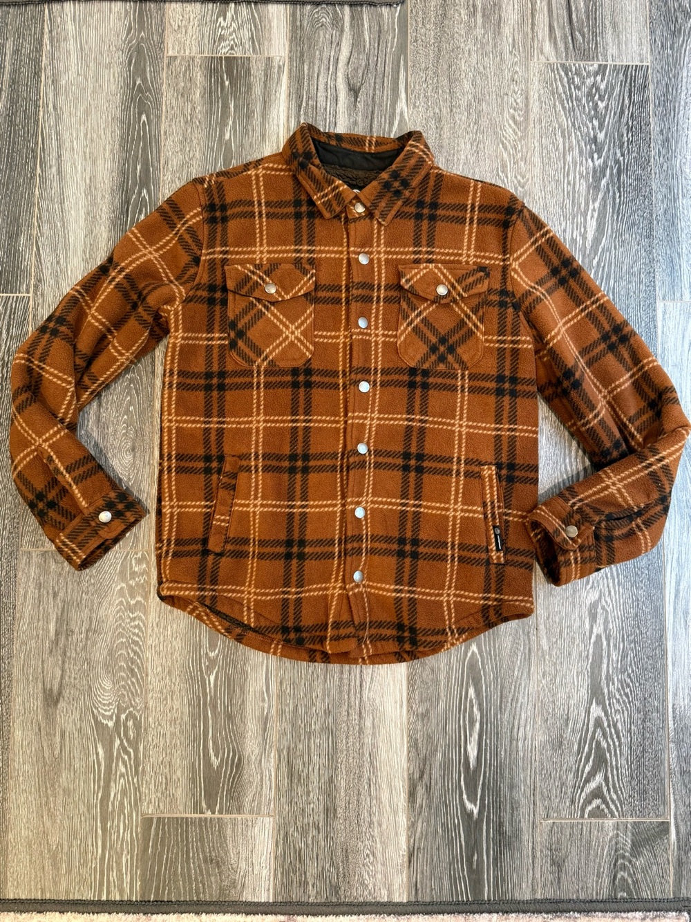 Weatherproof Rust Brown Plaid Button-Front Shirt Jacket